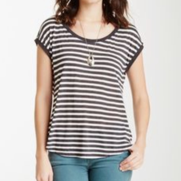 H by bordeaux Tops - Heather by Bordeaux Gray Jersey Striped Tee H by bordeaux Tops - Heather by Bordeaux Gray Jersey Striped Tee